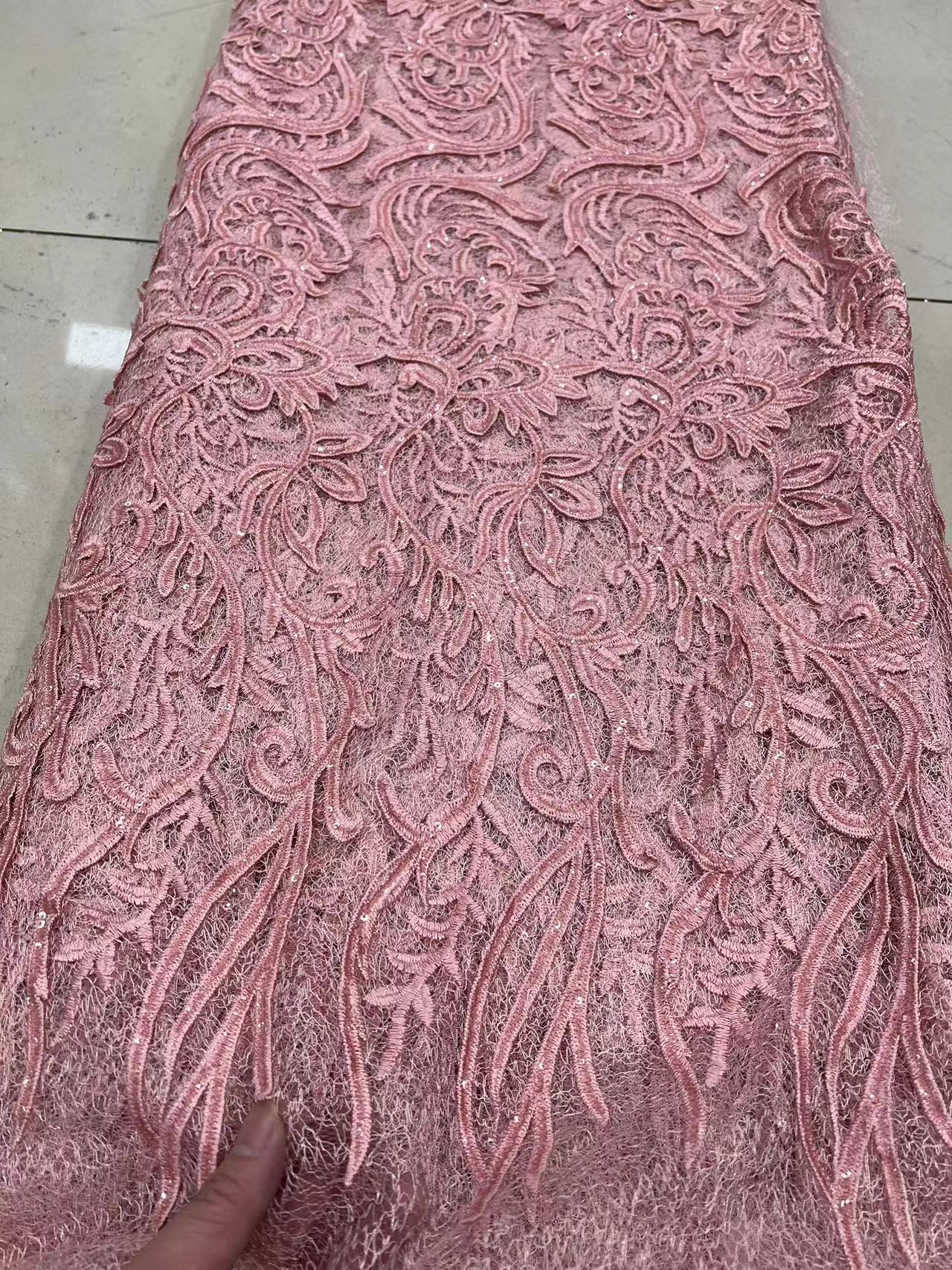 Purple French Cord Guipure Net Lace