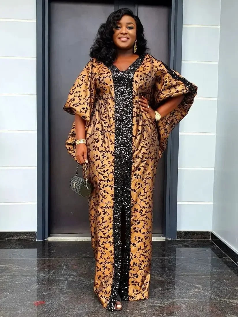 African Boubou Kaftan Dress – Luxury Abaya for Women Dubai Style, Evening Party Gown