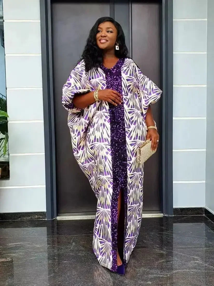 African Boubou Kaftan Dress – Luxury Abaya for Women Dubai Style, Evening Party Gown