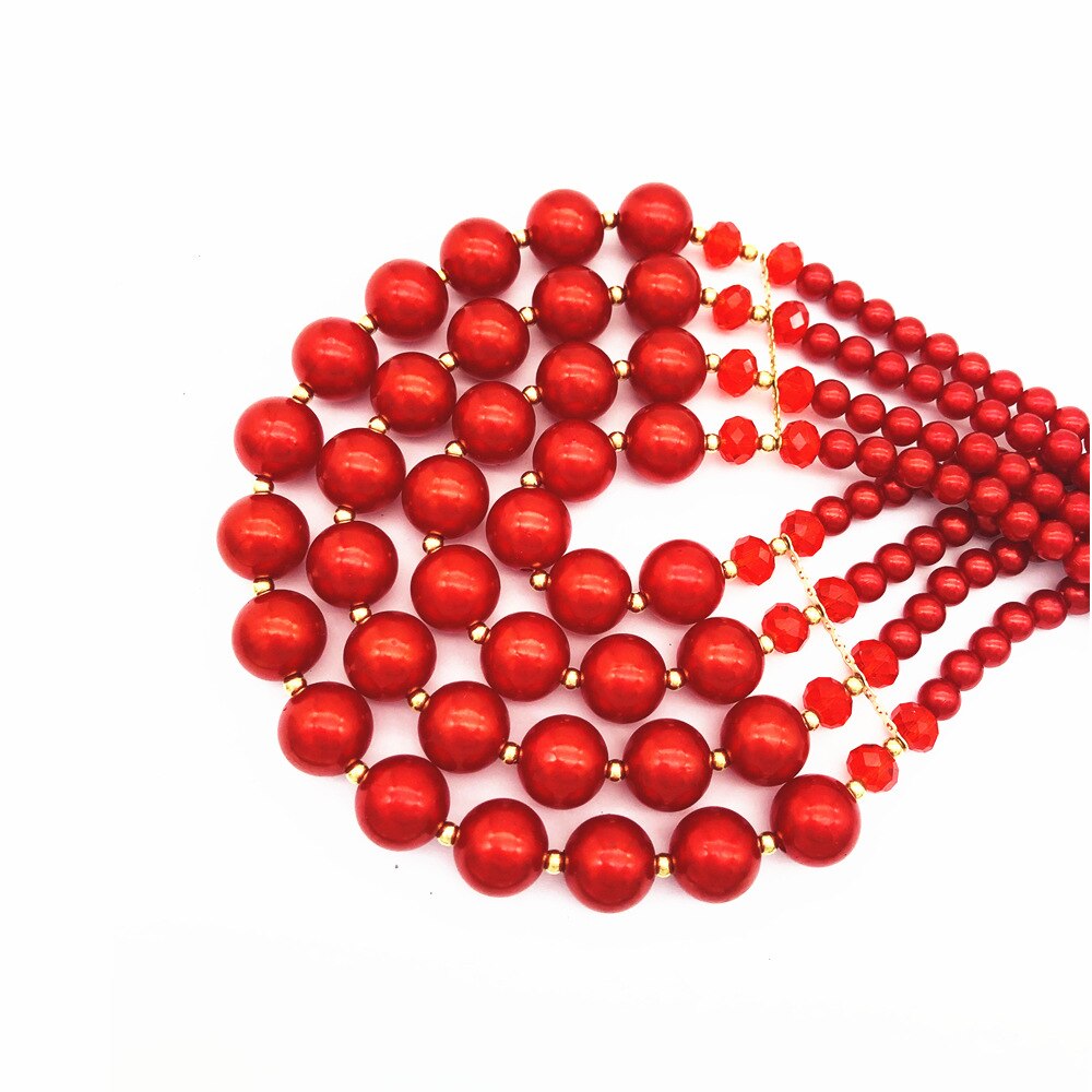 Multi Layer Beads Statement Women Necklace Earrings Sets Handmade Bohemian Bridal Wedding Party Accessories African Jewelry Bibs