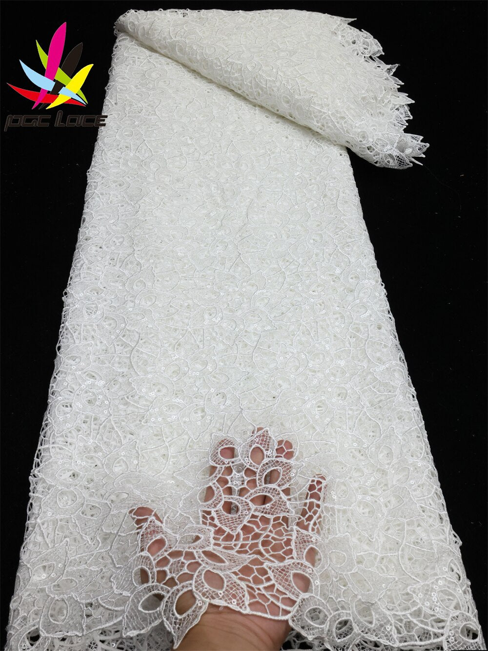 PGC African Sequins Cord Lace Fabric 5 Yards 2022 High Quality Nigerian Women Wedding Asoebi French Lace Material Sew LY1436-1