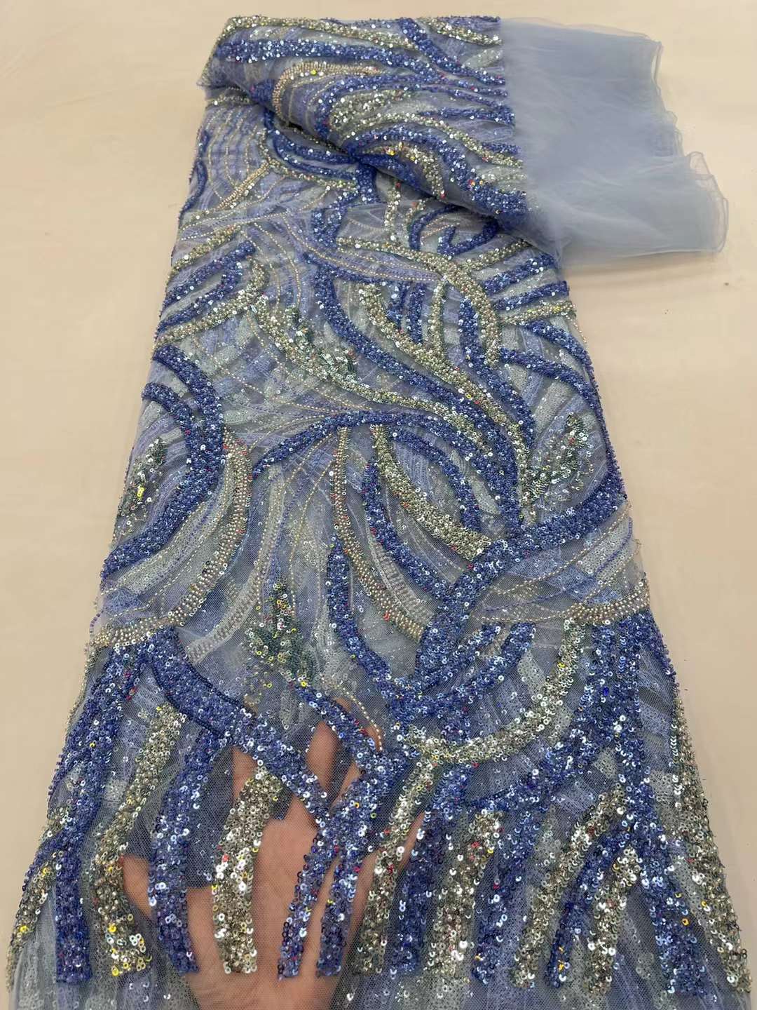 Sequin Beaded Lace Embroidery French Lace 5 Yards