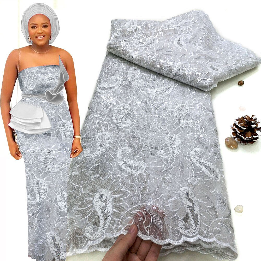 5 Yards Luxury Sequin Embroidery French Tulle