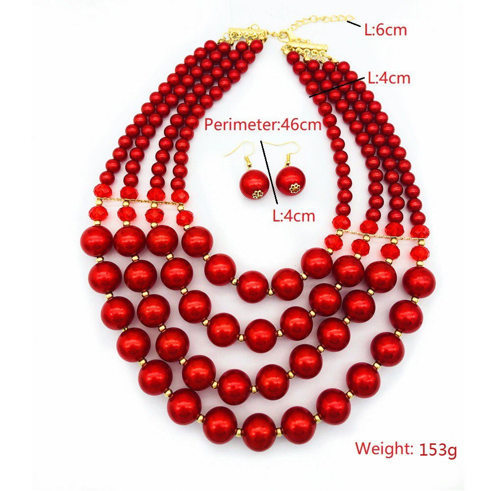 Multi Layer Beads Statement Women Necklace Earrings Sets Handmade Bohemian Bridal Wedding Party Accessories African Jewelry Bibs