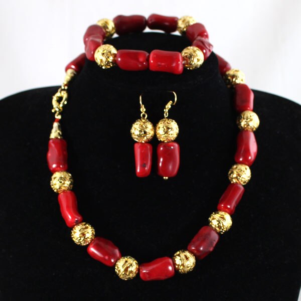 Wonderfu Birthday Gift Natural Coral Beads Necklace Set African Coral Necklace Jewelry Set Cheap Beads Free Shipping ABL534
