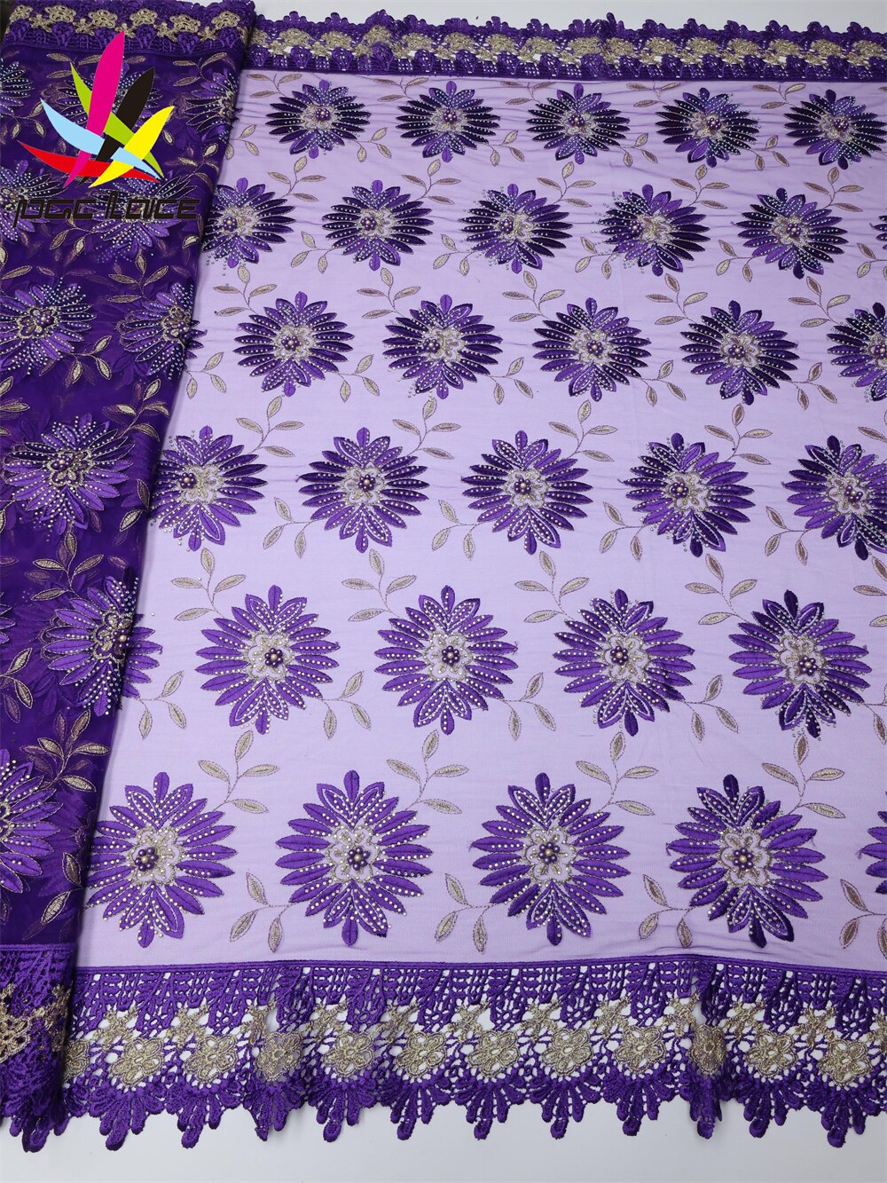 Beaded Flower Print French Lace 5 Yards