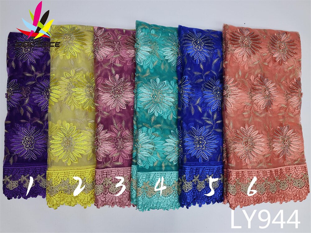 Beaded Flower Print French Lace 5 Yards