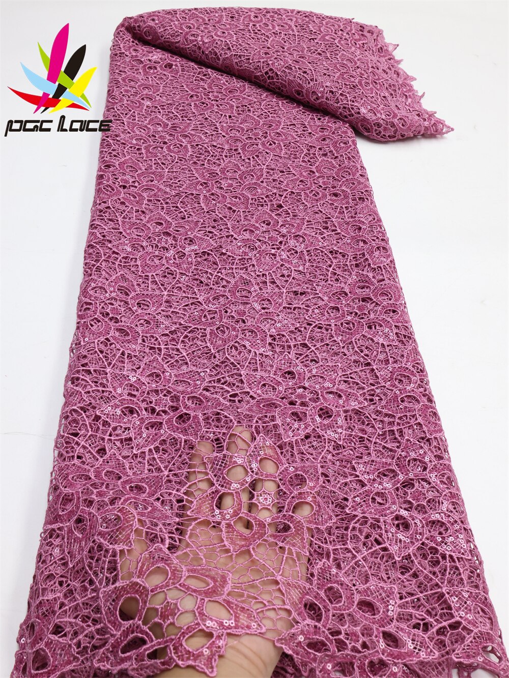 PGC African Sequins Cord Lace Fabric 5 Yards 2022 High Quality Nigerian Women Wedding Asoebi French Lace Material Sew LY1436-1