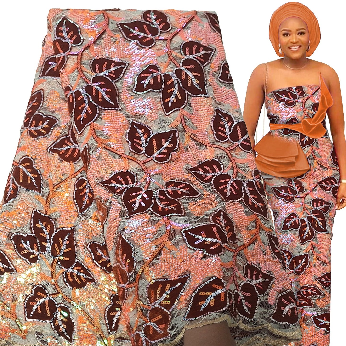 5 Yards Sequin Velvet Embroidery French Tulle