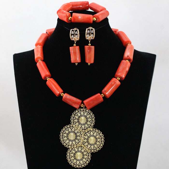 Wonderfu Birthday Gift Natural Coral Beads Necklace Set African Coral Necklace Jewelry Set Cheap Beads Free Shipping ABL534