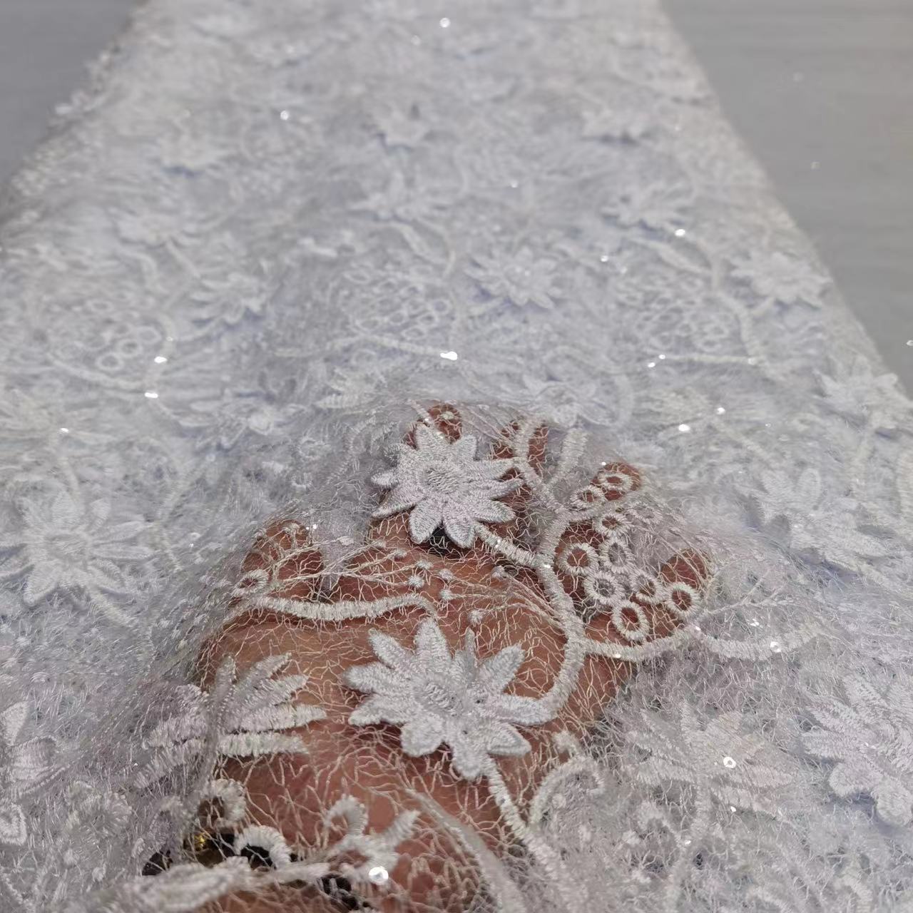 Purple French Cord Guipure Net Lace