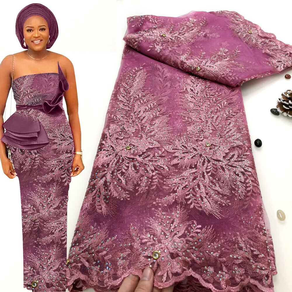 5 Yards High Stone Embroidery French Tulle Lace