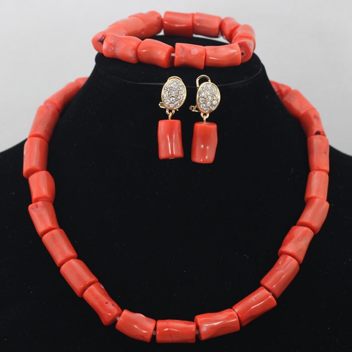Wonderfu Birthday Gift Natural Coral Beads Necklace Set African Coral Necklace Jewelry Set Cheap Beads Free Shipping ABL534