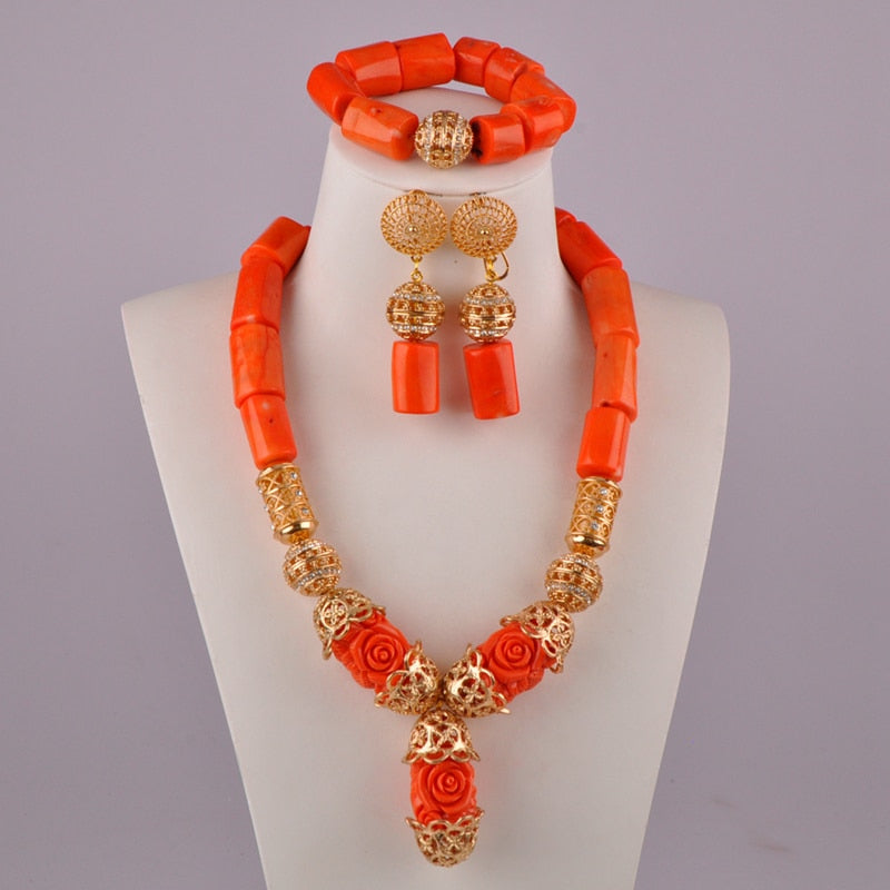 Orange Coral Jewelry Set