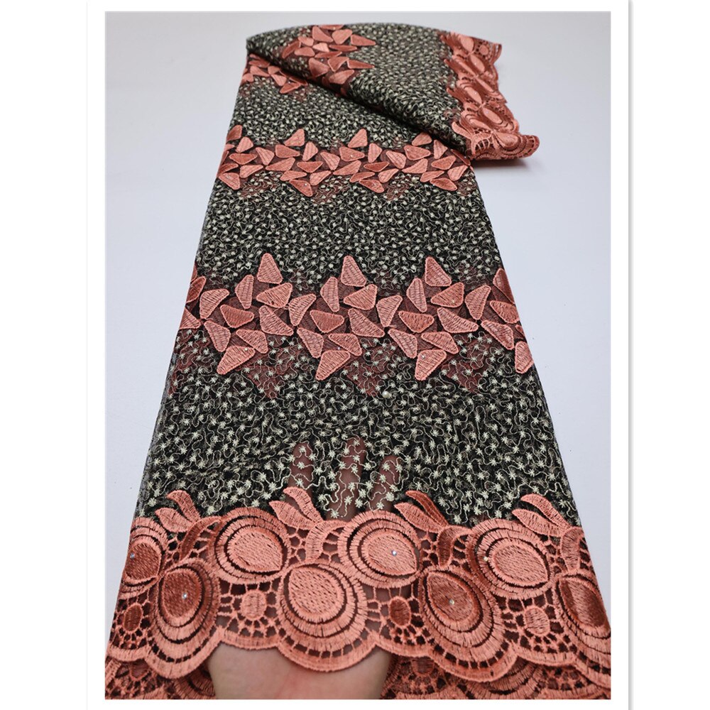 NI.AI Latest Embroidery African Lace Fabric 5 Yards High Quality Nigerian Women Wedding Asoebi French Tulle For Wedding LY770