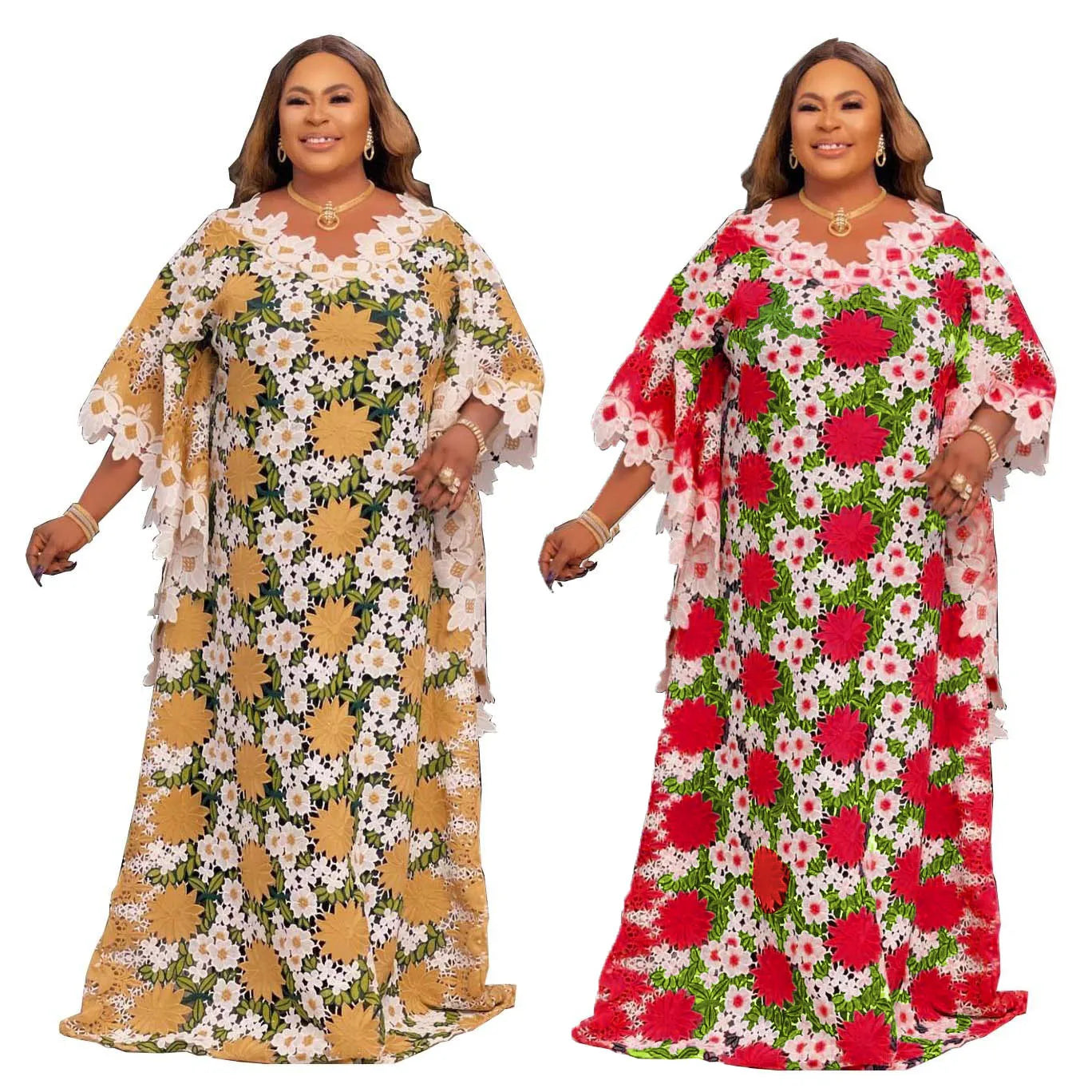 Tropical luxury kaftan dress for women, elegant resort wear with vibrant prints and flowy fabric
