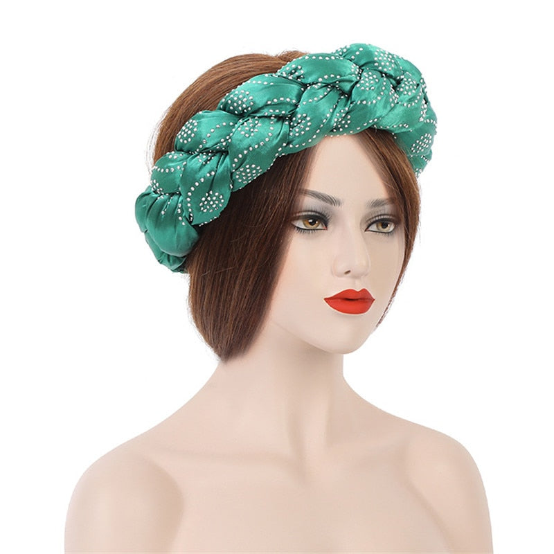 Satin Braided HeadBand With Sequins