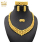 Nigerian Wedding Jewelry Set Gold Plated Dubai African Chokers Necklace Earrings Rings Fashion Bridal Jewellery Sets For Women