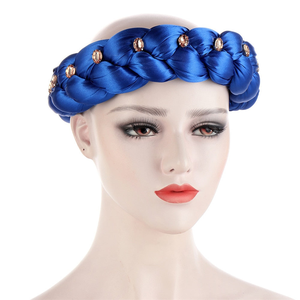 Satin Braided HeadBand With Sequins
