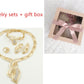 Dubai Gold Jewelry Crystal Necklace Hoop Earrings