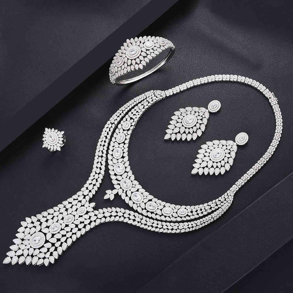 Double Layer Cubic Zircon Chokers Dubai Gold
