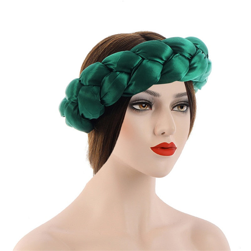 Satin Braided HeadBand With Sequins