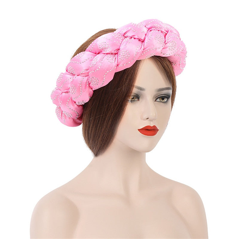 Satin Braided HeadBand With Sequins