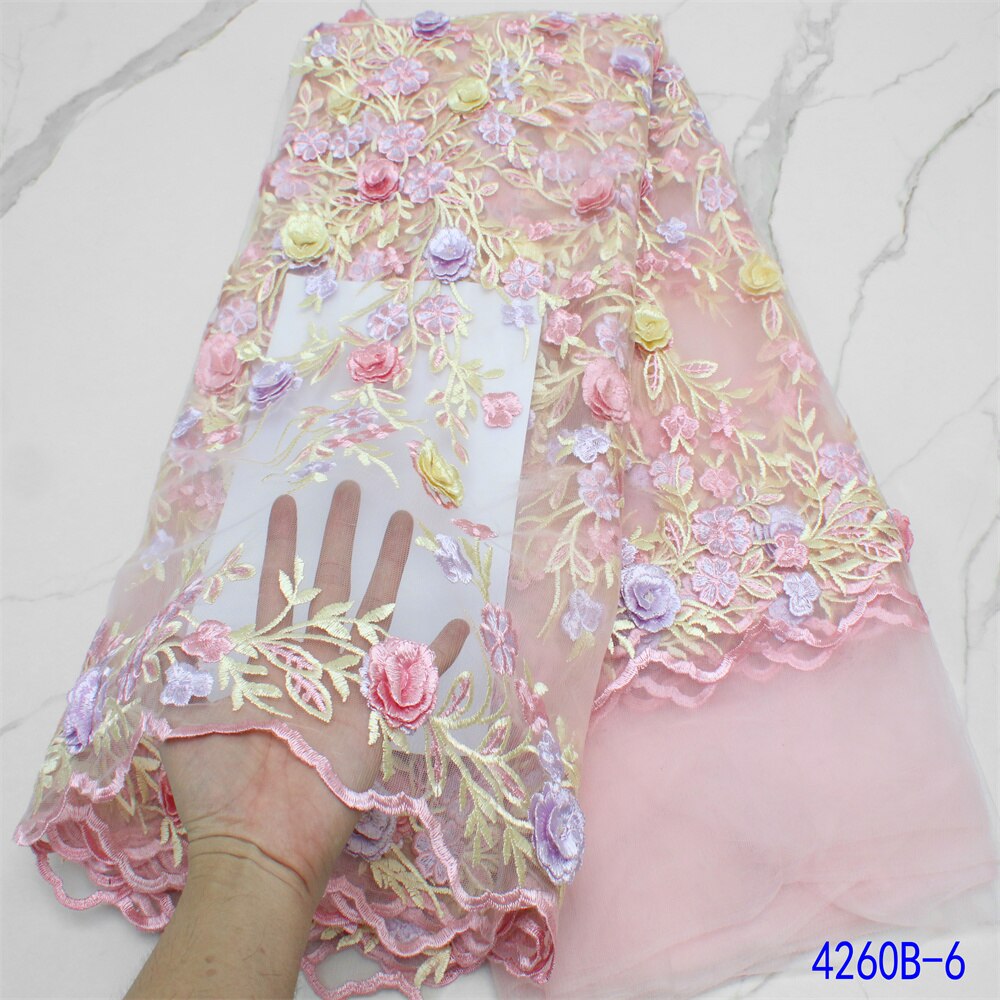 French Net Lace With Flowers 5 Yards