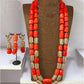 Nigeria Wedding Jewelry Handmade  Original Coral African Beads Jewelry Set Gold Dubai Women Costume Jewelry Set Coral Party ABG8