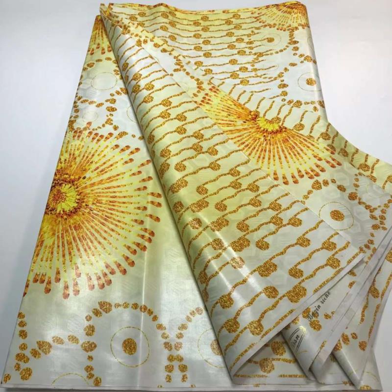 Top Quality Colorful Style African Bazin Riche Fabric Cotton Basin Sewing Guinea Brocade Tissu Africain Nigerian Atiku 5 Yards