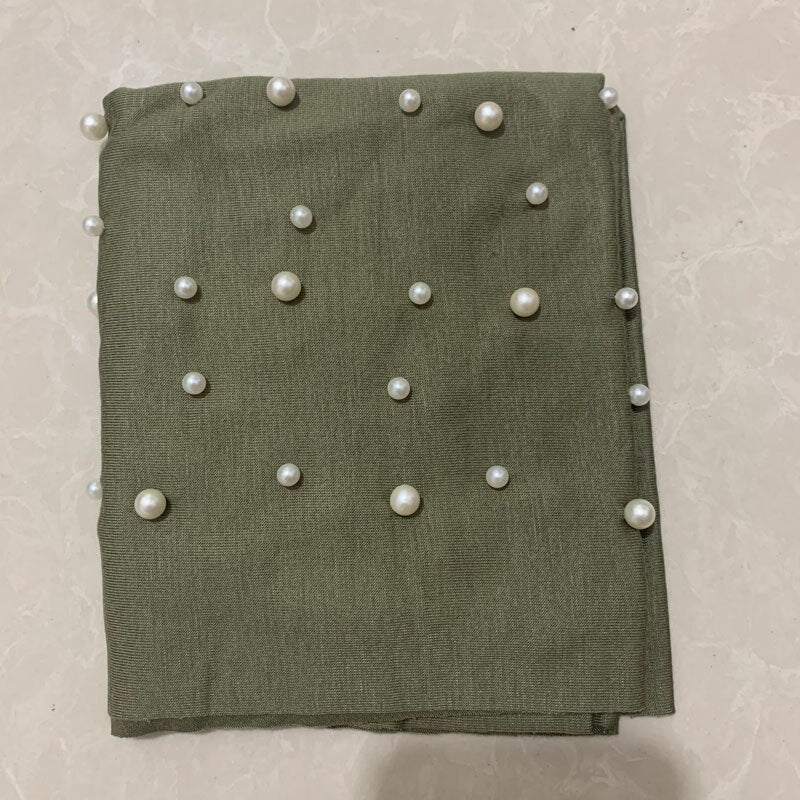 Cotton Turban Hijab Beading Headscarf