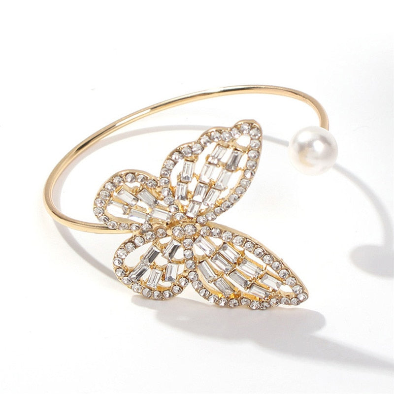 Fashion Rhinestone Big Butterfly Cuff Bracelet For Women Etrendy New Style Personality Bracelets &amp; Bangles
