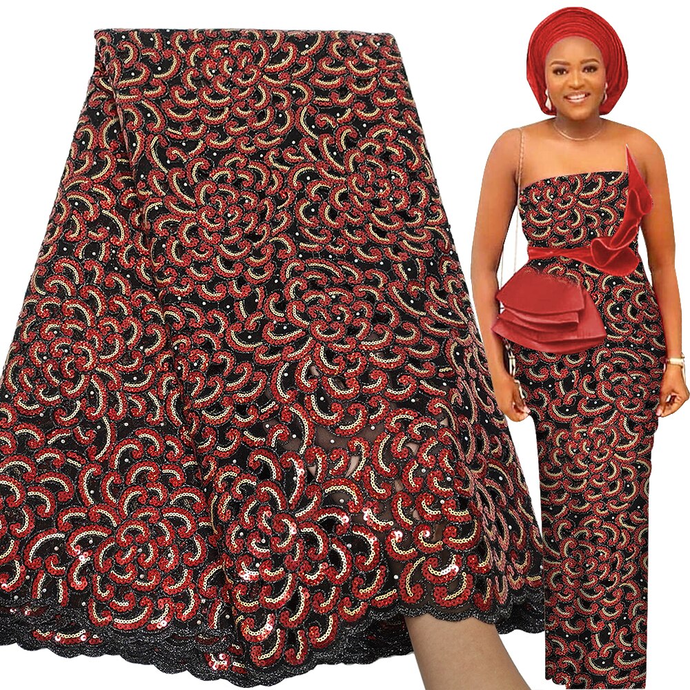 Luxury Sequence Handcut Fabric 5 Yards Sequin Embroidery