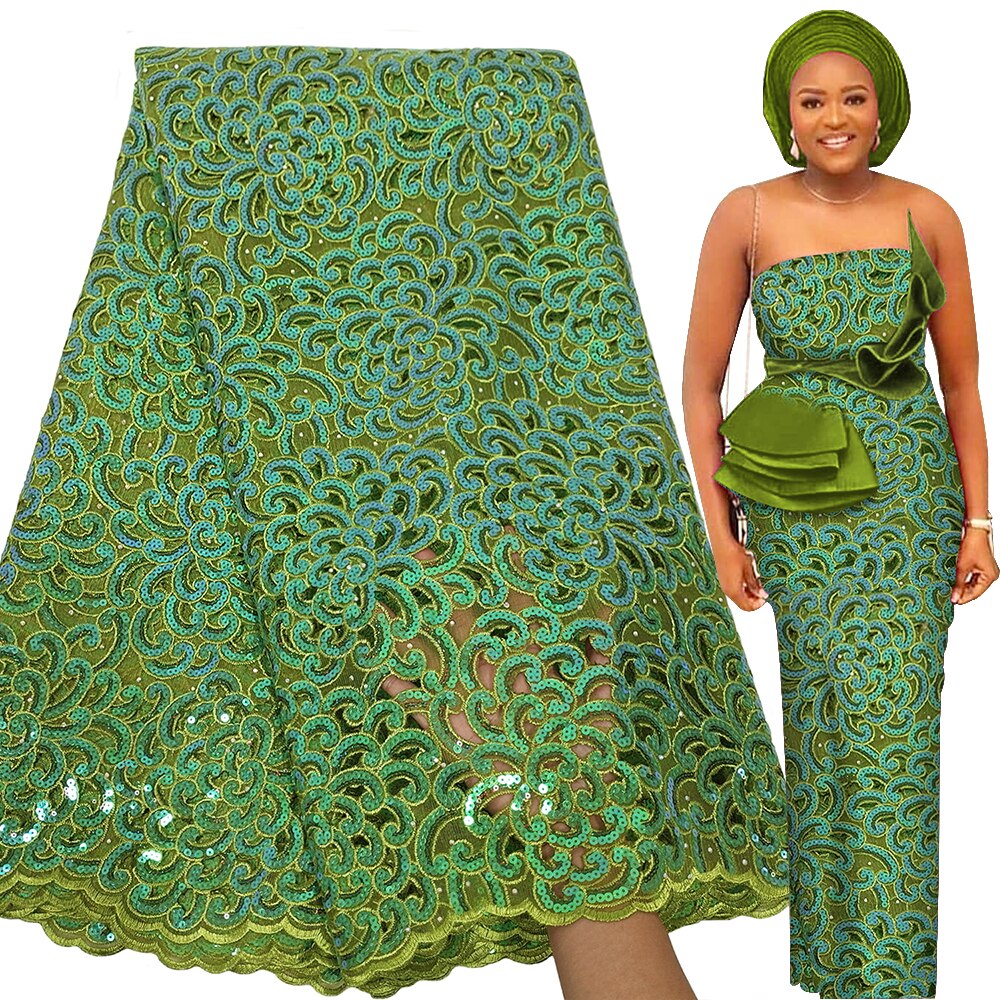 Luxury Sequence Handcut Fabric 5 Yards Sequin Embroidery