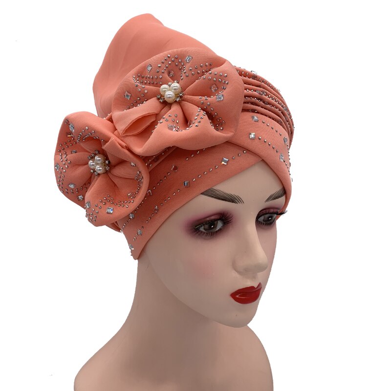 Double Bow Turban Cap With Sequins