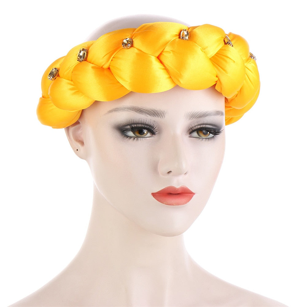 Satin Braided HeadBand With Sequins