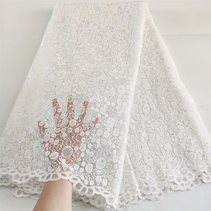 Stones African Lace Fabric 5 Yards Yellow High Quality French Tulle Net Lace Material Nigerian Women Asoebi Wedding Fabrics