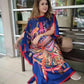 Traditional Print Holiday V-Neck Long Kaftan
