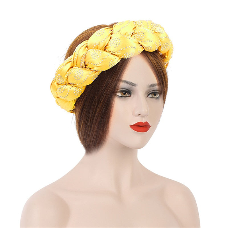Satin Braided HeadBand With Sequins