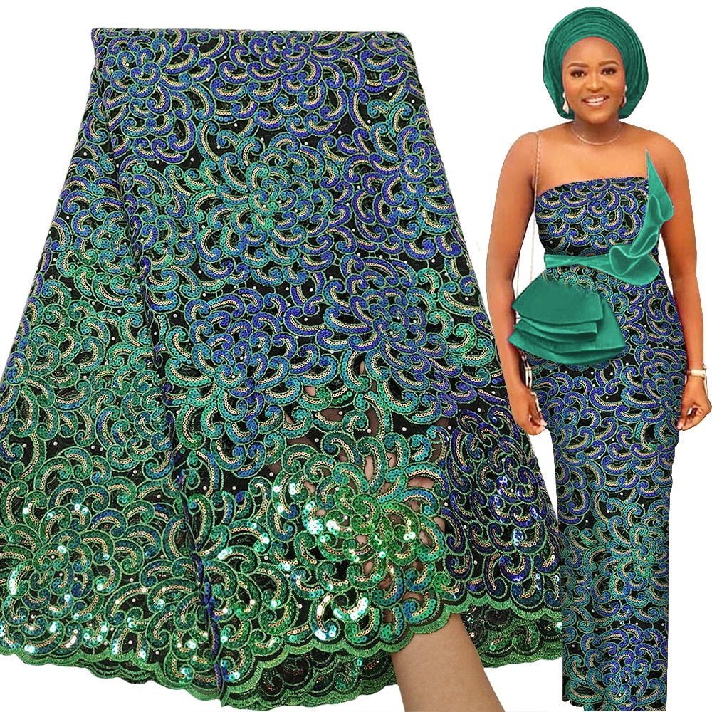 Luxury Sequence Handcut Fabric 5 Yards Sequin Embroidery