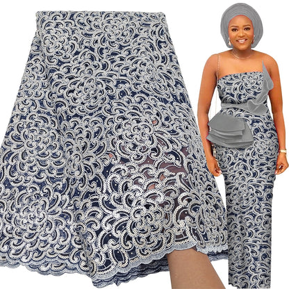 Luxury Sequence Handcut Fabric 5 Yards Sequin Embroidery