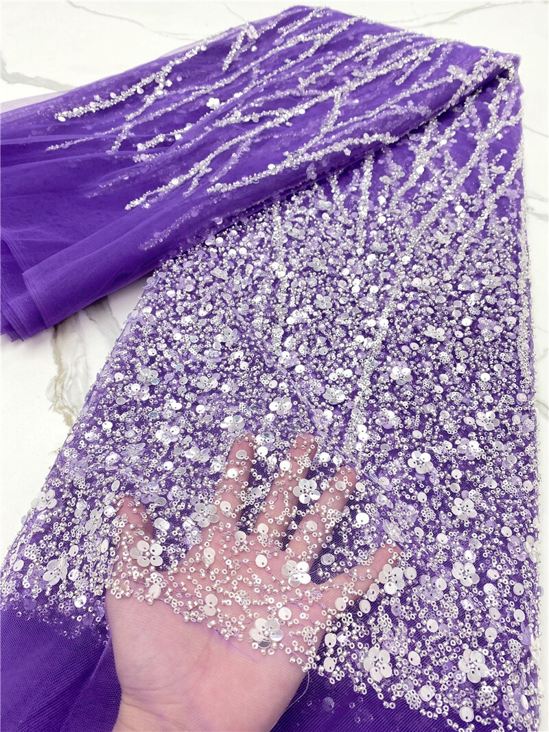 💎 French Lace With Beads and Sequins – 5 Yards Luxury Embellished Fabric for Bridal & Occasion Wear
Turn heads with this elegant French Lace With Beads and Sequins, a 5-yard premium fabric adorned with intricate embroidery, shimmering sequins, and hand-applied beads. This luxurious lace is perfect for creating asoebi gowns, bridal dresses, evening outfits, and reception wear that demand attention.

Soft, breathable, and richly textured, this lace drapes beautifully and adds regal sparkle to both modern and