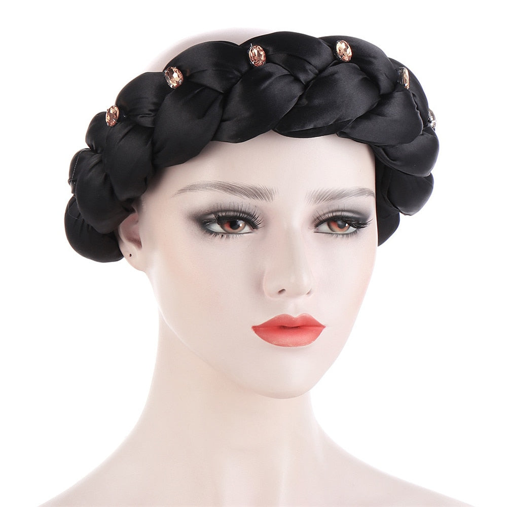 Satin Braided HeadBand With Sequins