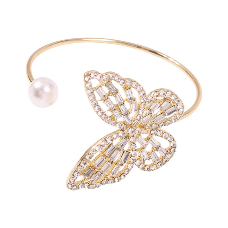 Fashion Rhinestone Big Butterfly Cuff Bracelet For Women Etrendy New Style Personality Bracelets &amp; Bangles