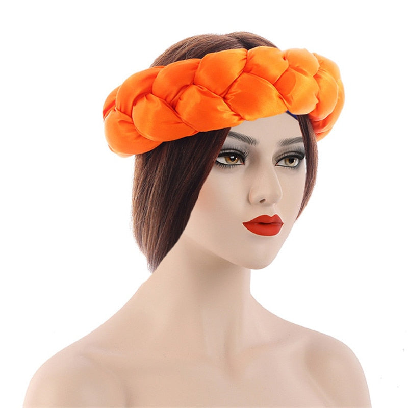 Satin Braided HeadBand With Sequins
