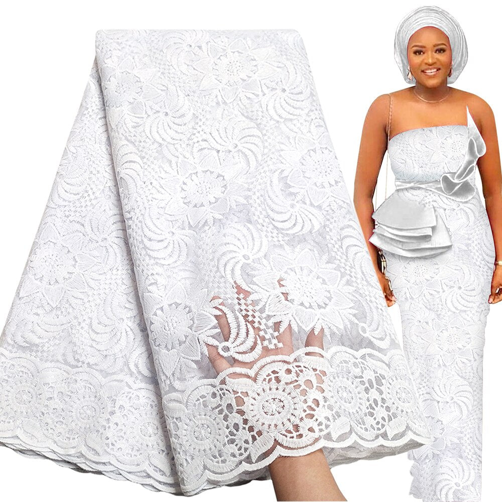 Elegant White Lace Fabric 5 Yards French Tulle Laces
