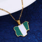Stainless Steel Gold Color Enamel Nigeria Map Flag Pendant Necklaces For Women Men Trendy Nigerian Chain Jewelry