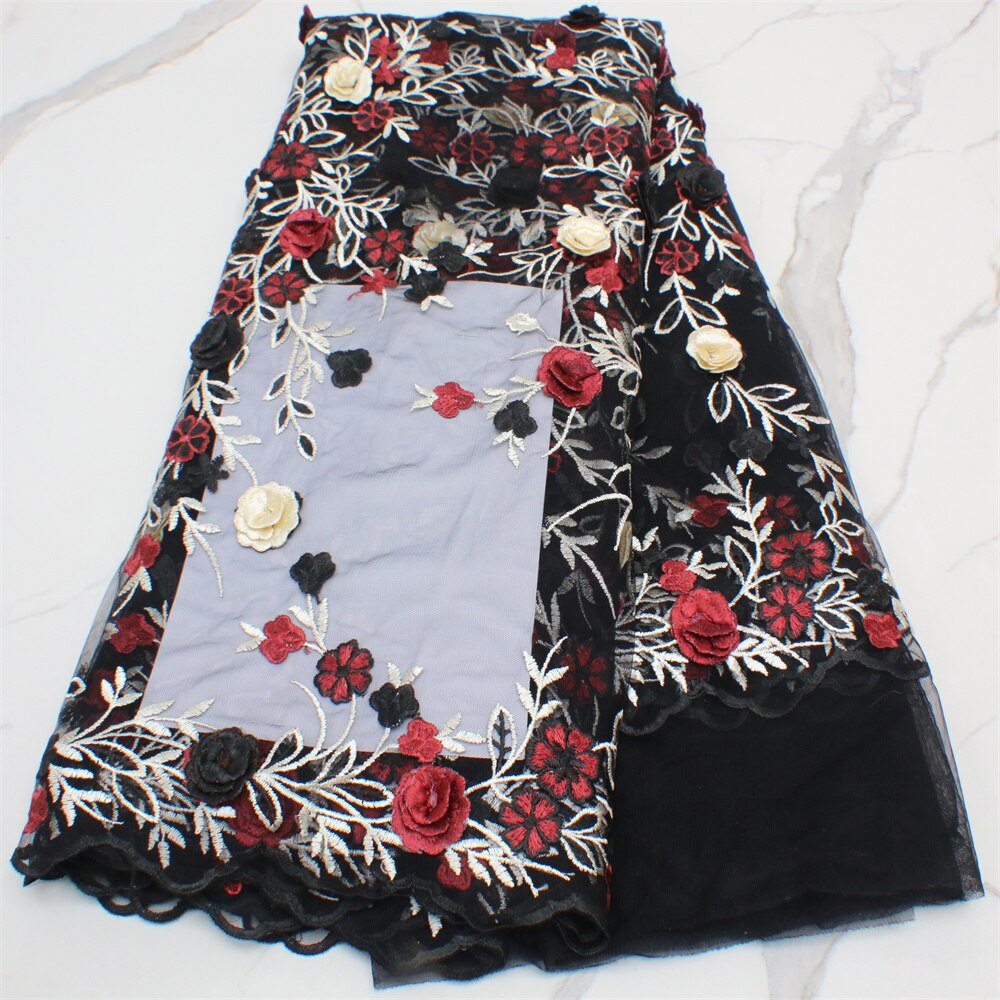 French Net Lace With Flowers 5 Yards