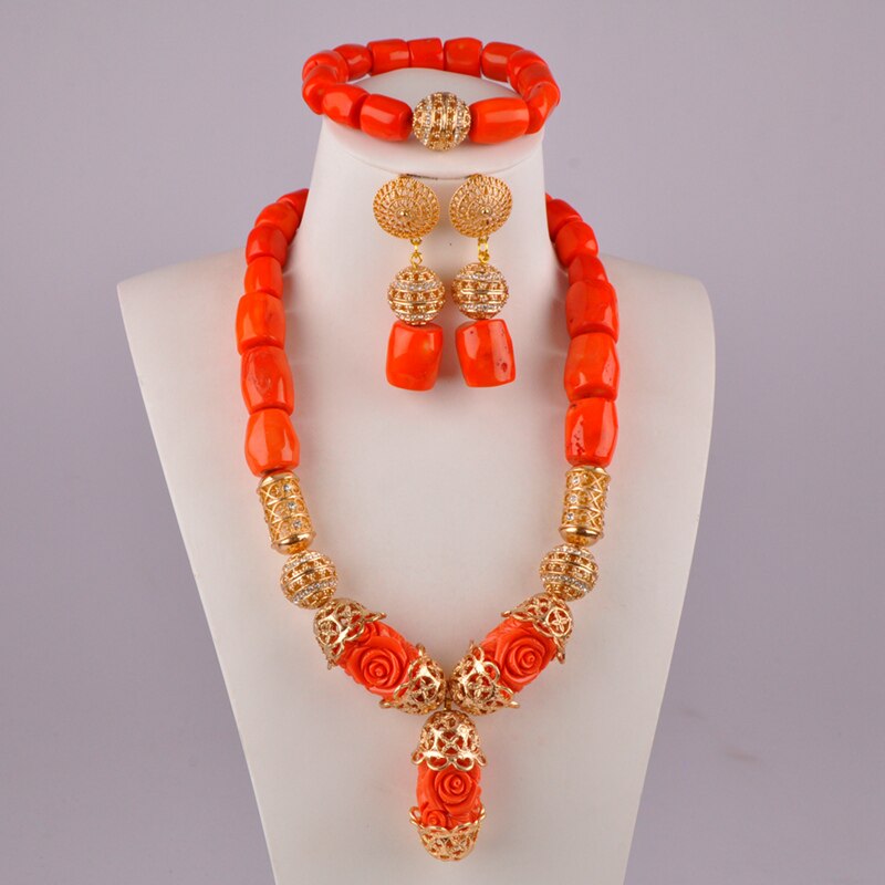 Orange Coral Jewelry Set