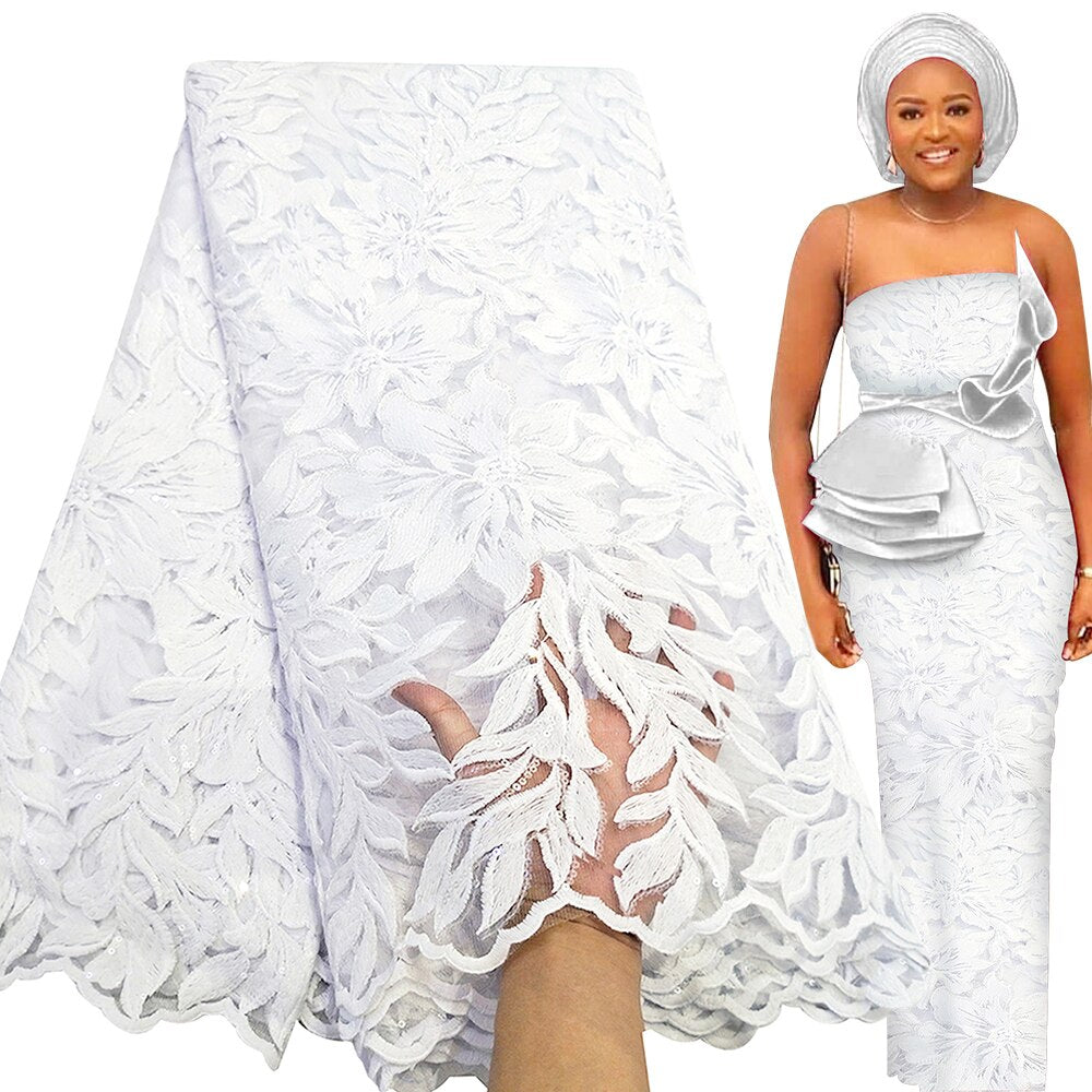 Elegant White Lace Fabric 5 Yards French Tulle Laces